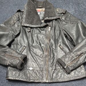 Harley-Davidson Black Leather Jacket Asymmetrical Zipper Classic Style